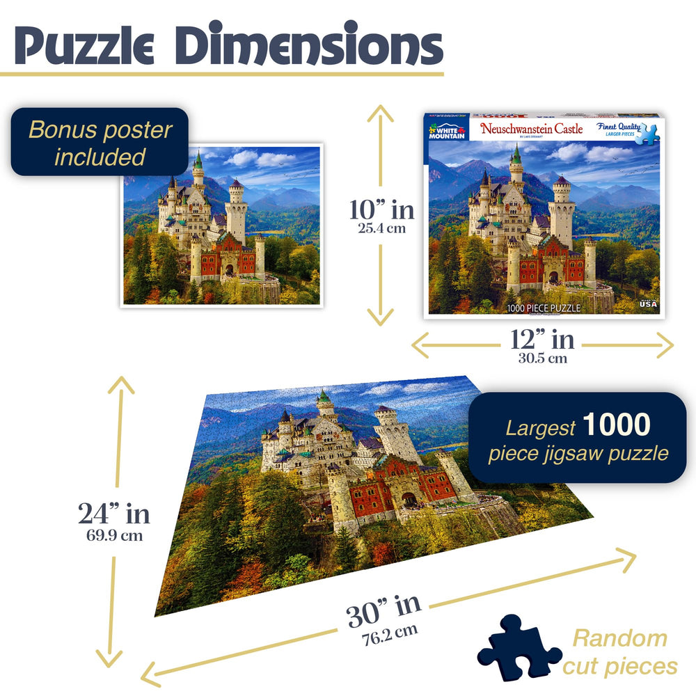 White Mountain Neuschwanstein Castle piece closeup highlighting interlocking design