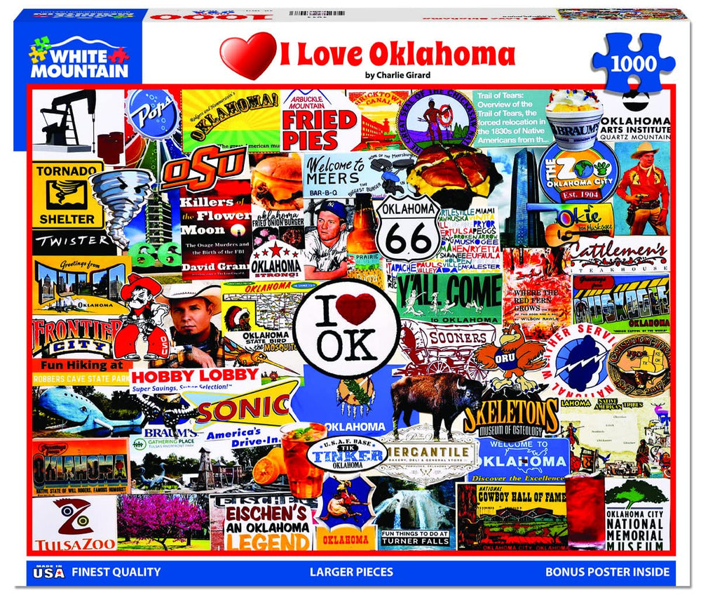 White Mountain Oklahoma ads poster—colorful imagery sparks conversation and décor charm.