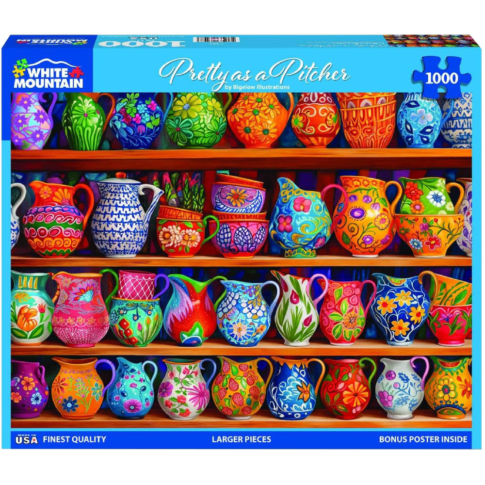 White Mountain Pretty As A Pitcher puzzle artwork close-up, precise pieces for easy assembly.