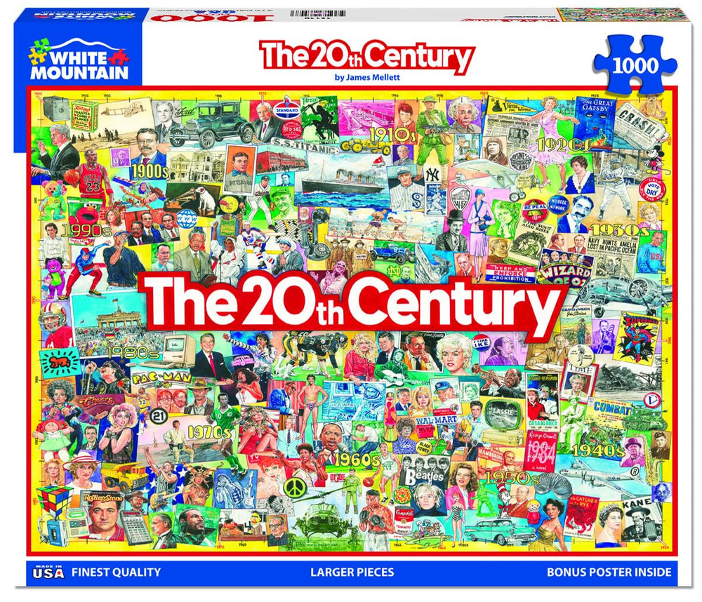 White Mountain Puzzles 1000-piece puzzle laid out with easy-to-handle pieces for all ages.