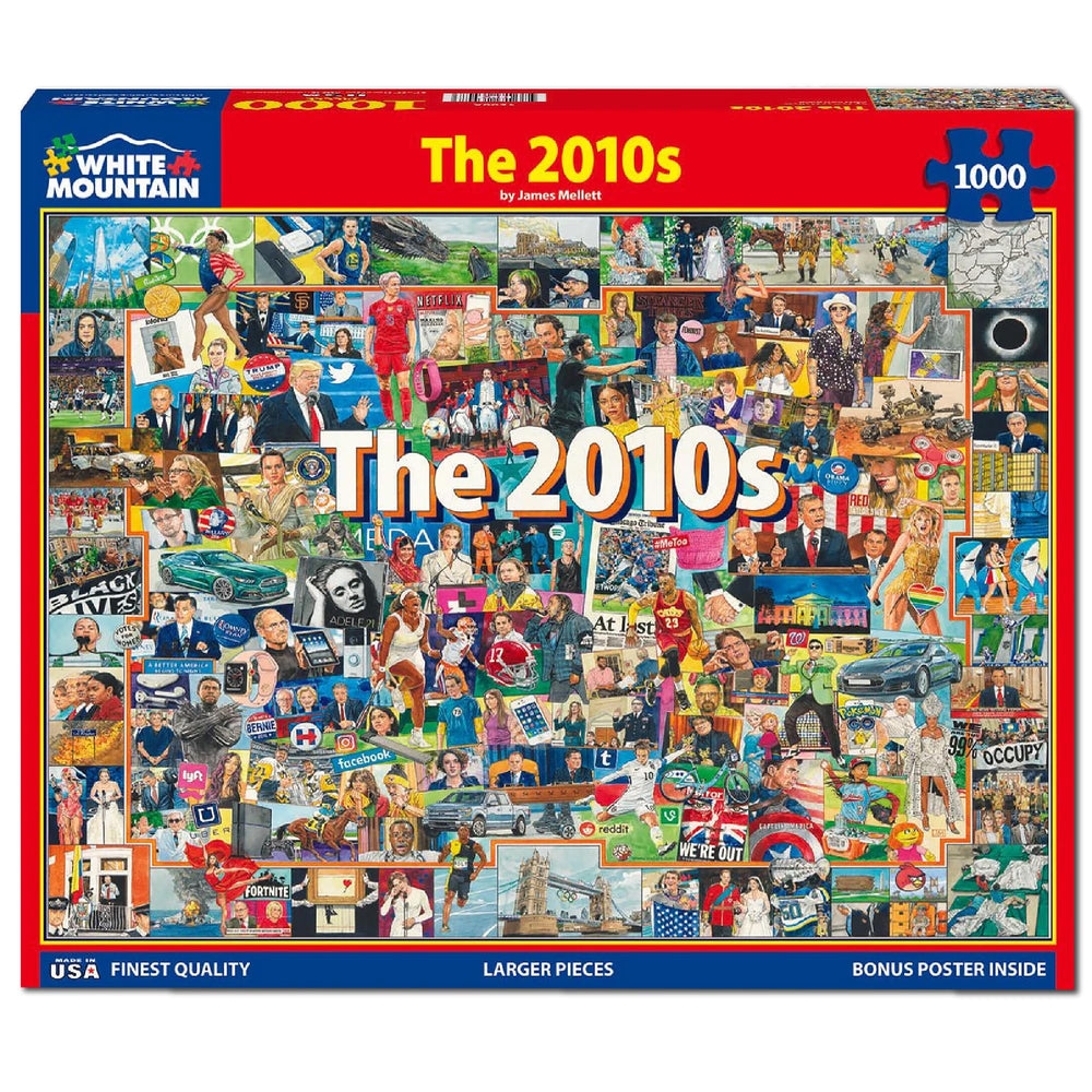 White Mountain Puzzles 1000-piece assembly for relaxed puzzle time.