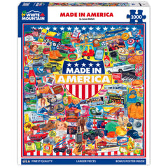 White Mountain Puzzles blue chipboard material ensures sturdy, lasting assembly.
