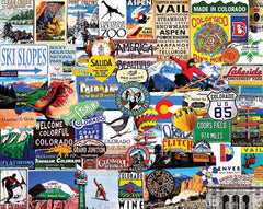 White Mountain Puzzles Colorado landmarks collage showcases iconic sites