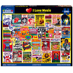 White Mountain I Love Music concert poster collage puzzle for music fans