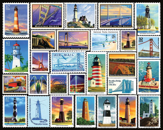 White Mountain Puzzles lighthouse-bridges panoramic art for family puzzle night