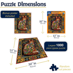 White Mountain Puzzles Tapestry Cat pieces foster focus and family bonding during puzzles