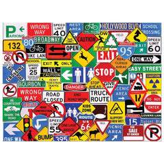 White Mountain Road Signs puzzle cover with bold highway signs for colorful family entertainment