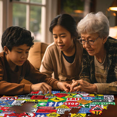 White Mountain Road Signs puzzle highlights bright colors for stimulating visual recognition