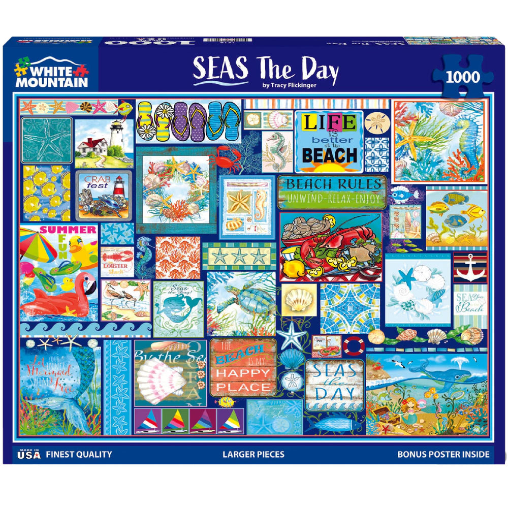 Close-up of large, easy-to-handle pieces from Seas The Day puzzle.