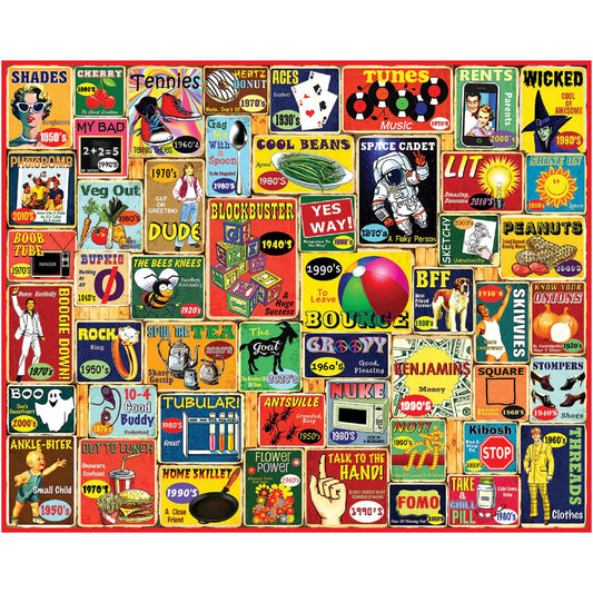White Mountain Slang We Used puzzle collage of eras, engaging language lovers during family nights