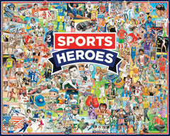 White Mountain Sports Heroes puzzle box front, ideal for family game night