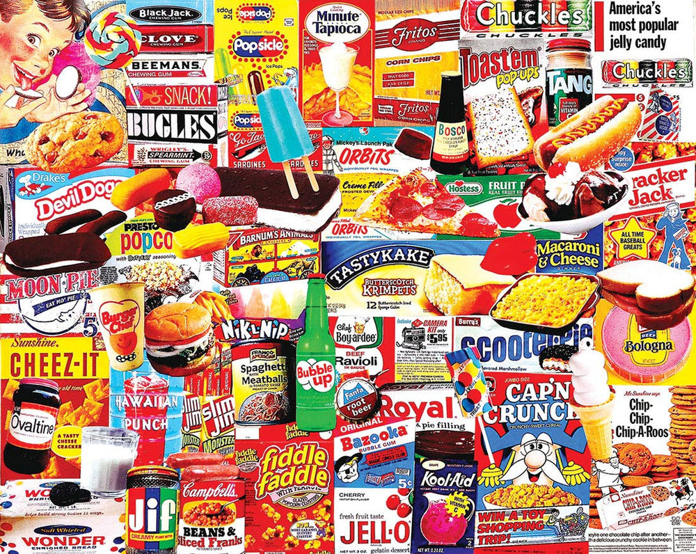 White Mountain Things I Ate As A Kid puzzle cover showing nostalgic treats for family fun