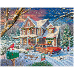 White Mountain Victor McLindon art puzzle, colors spark imagination.