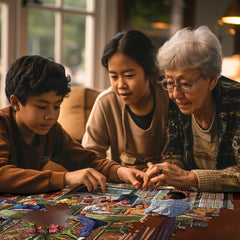 White Mountain Vintage Classroom Puzzle finished 24x30, a welcoming centerpiece for any room