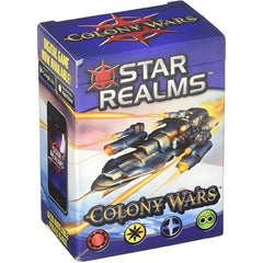 White Wizard Games Star Realms Colony Wars box art invites players to a strategic space battle.