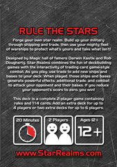 White Wizard Games Star Realms artwork shines with vibrant sci-fi visuals enhancing immersion.
