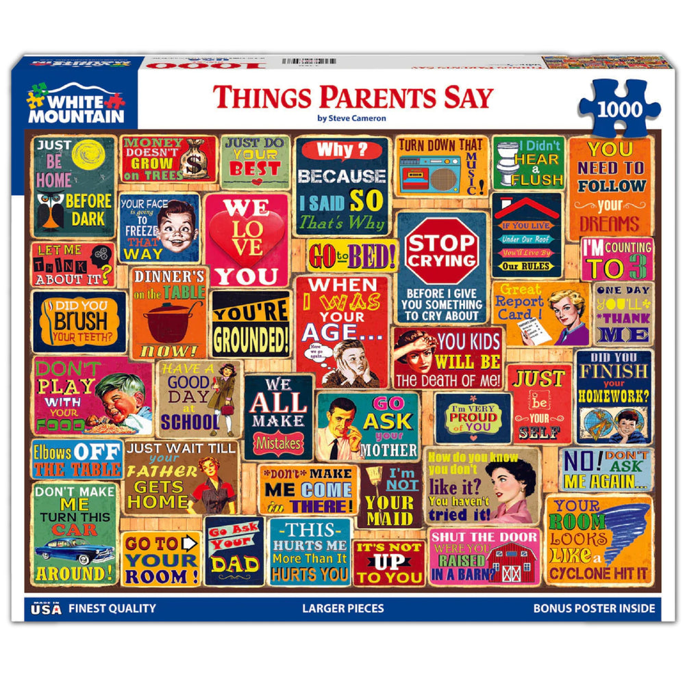 White Mountain collage puzzle ready for a relaxing family game night.