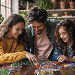 White Mountain family puzzle night featuring Four Season House for bonding
