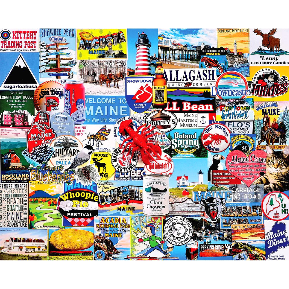 White Mountain puzzle coastal town scene, perfect for relaxing evenings with friends.