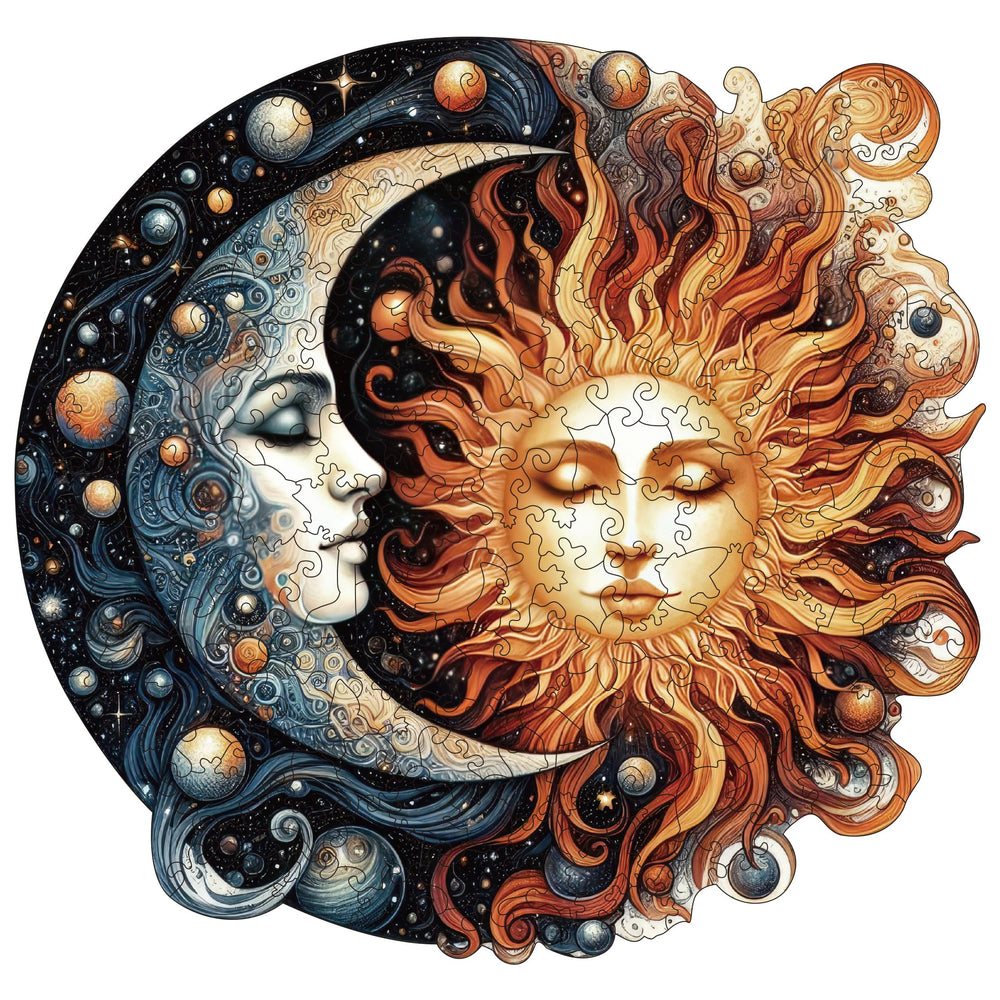 WHJSG Sun and Moon wooden puzzle with 200 pieces for relaxing family time