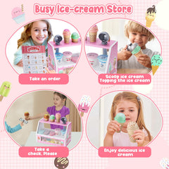 WHOHOLL wooden ice cream toy is durable and safe with non-toxic paint for toddlers.