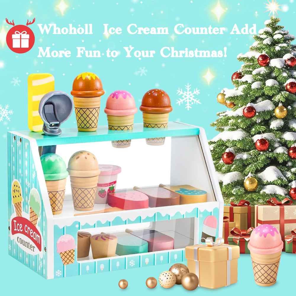 WHOHOLL six wooden ice cream bars for pretend shop fun.
