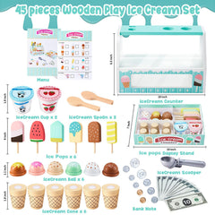 WHOHOLL six wooden ice cream cones for colorful pretend servings.