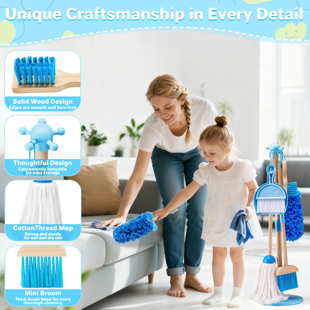 WHOHOLL wooden sponge toy – absorbent feel inspires realistic cleaning tasks during playtime.