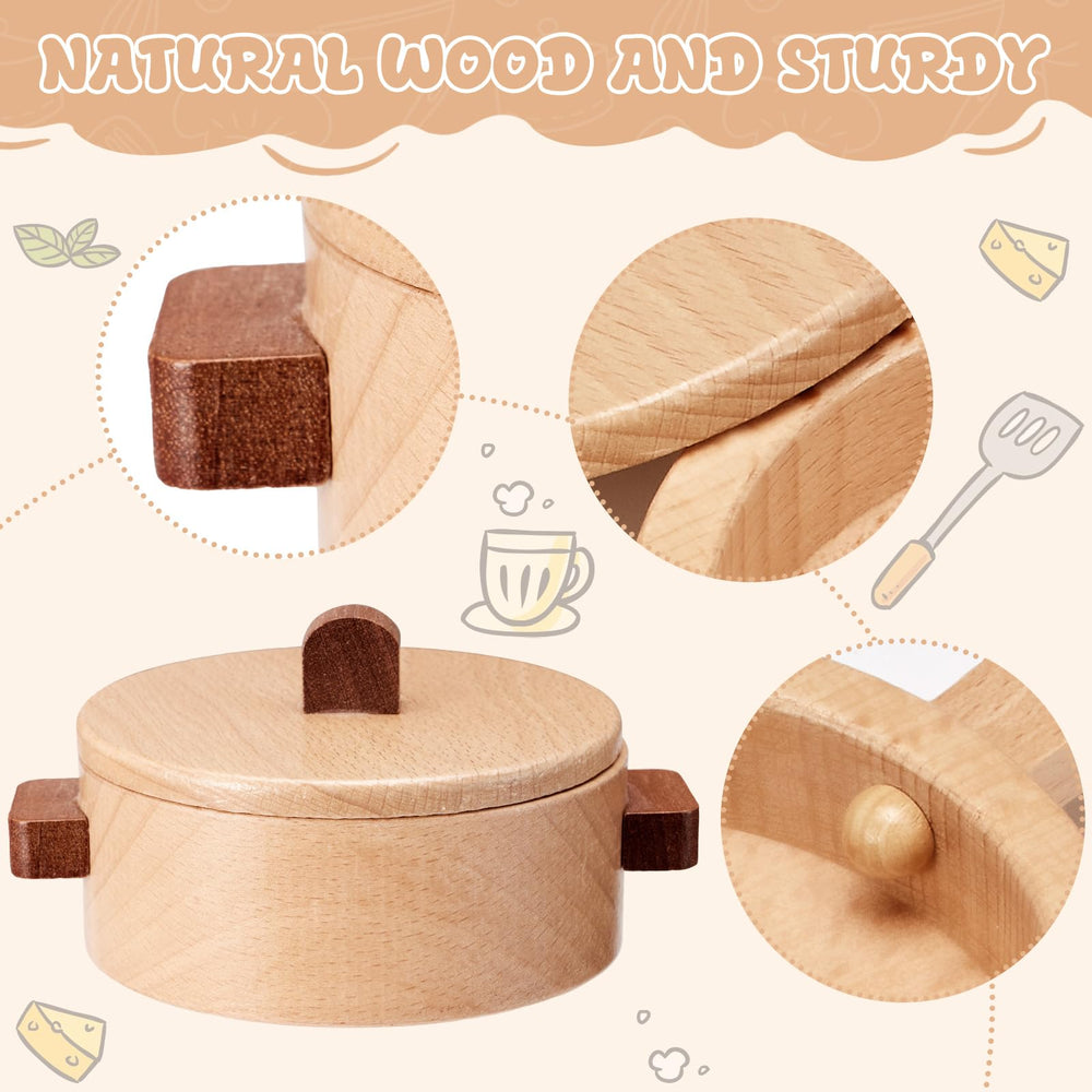 WHOHOLL wooden spatula and ladle set for role-play meals