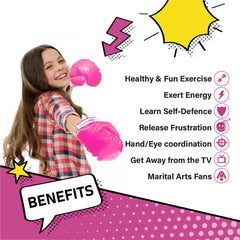 Whoobli boxing gloves included for quick-start boxing fun with kids.
