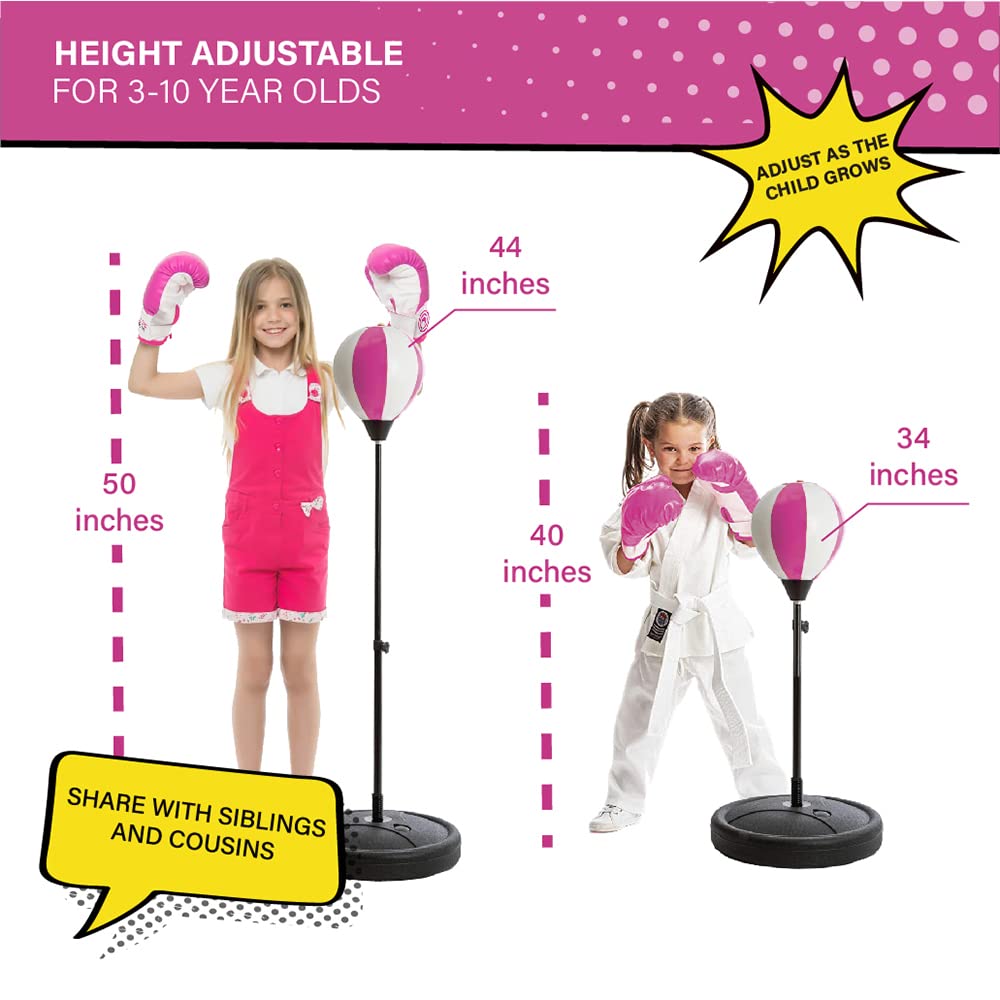 Whoobli punching bag with adjustable height fits growing children.