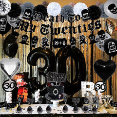 WHYMEO foil balloons pack brightens a black-themed celebration.