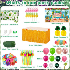 WHYMEO grass table skirt provides a beachy base for banquet tables