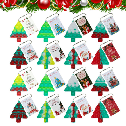 Widiso 16Pcs Mini Pop Keychain Bubbles as a Christmas ornament and portable fidget.