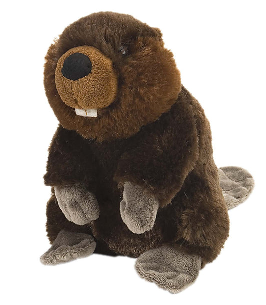 Wild Republic beaver plush eight-inch front view, perfect cuddle buddy for kids