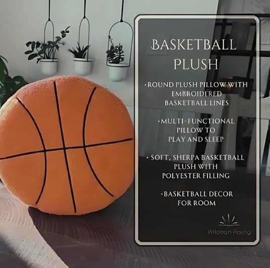 Wildeon Rising decor pillow adds basketball flair to living rooms and kids’ rooms.