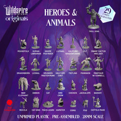 Wildspire 28–32mm minis showcase diverse races, perfect for custom campaigns.