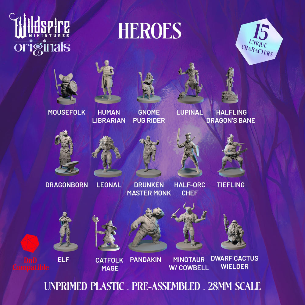 Wildspire PC/NPC miniatures for diverse D&D campaigns