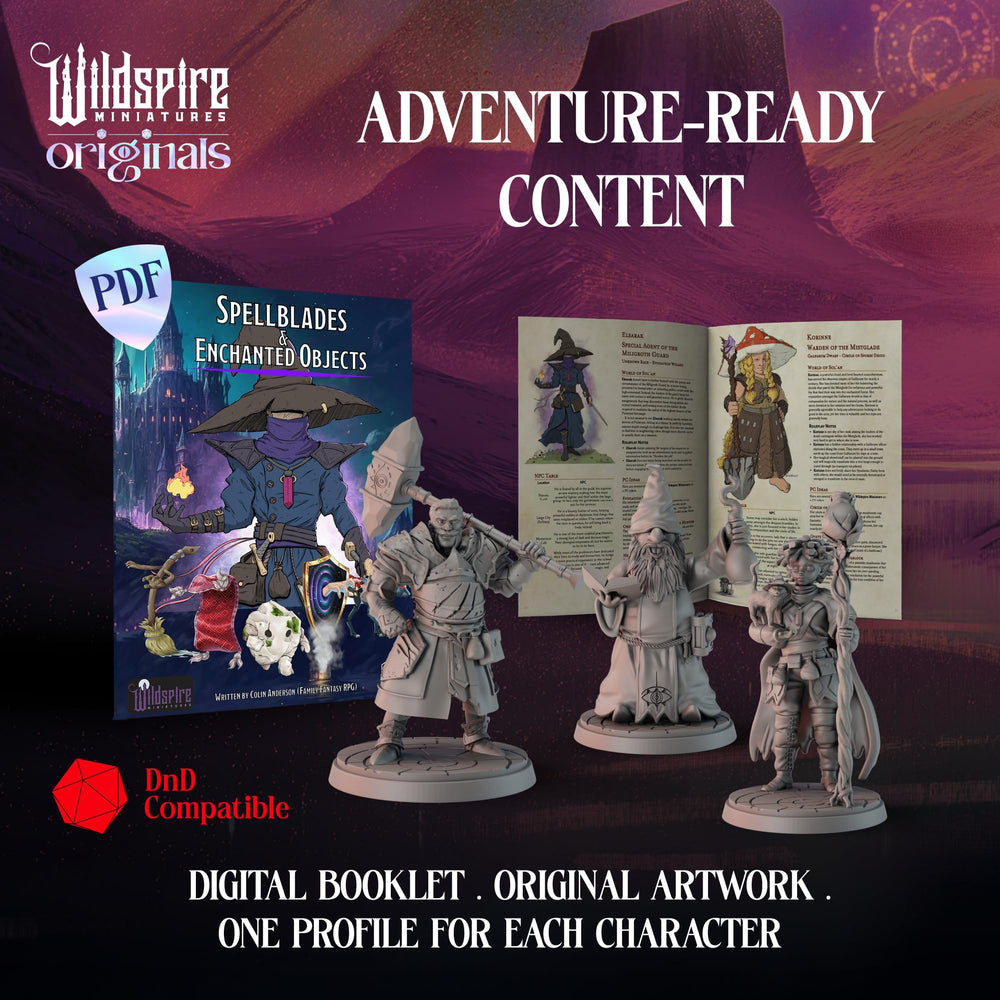 Wildspire Spellblades NPC characters for immersive tabletop storytelling.