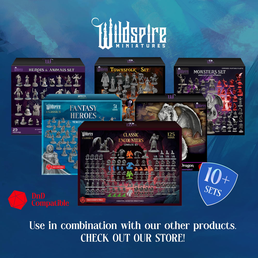 Wildspire Twenty Miniatures Set fits diverse fantasy campaigns.