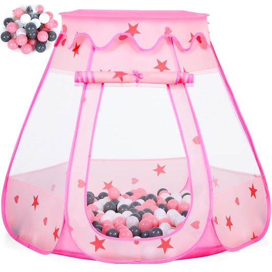 Wilhunter baby ball pit pink tent for safe indoor play