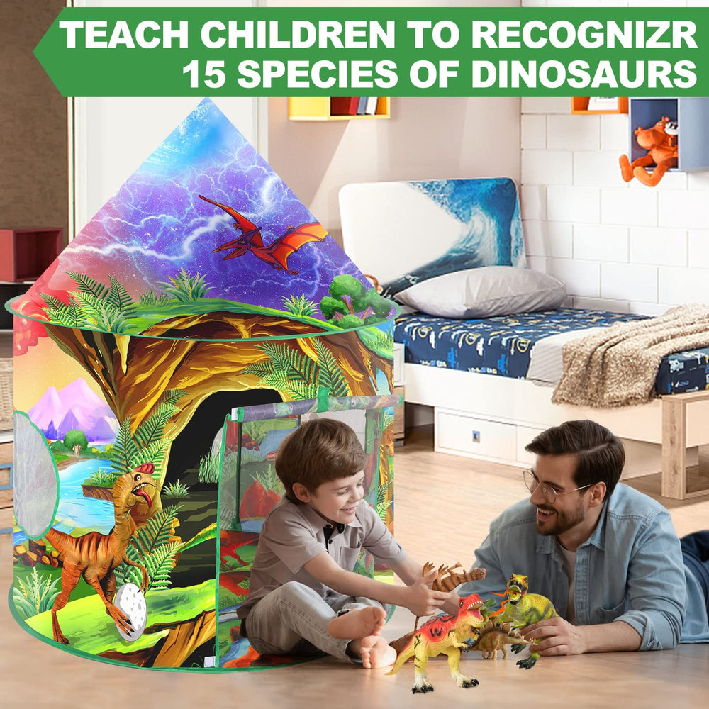 WillingHeart Dino tent with mesh windows for airflow and parent supervision
