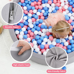Two part Wilwolfer ball pit with machine washable cover for quick cleanup