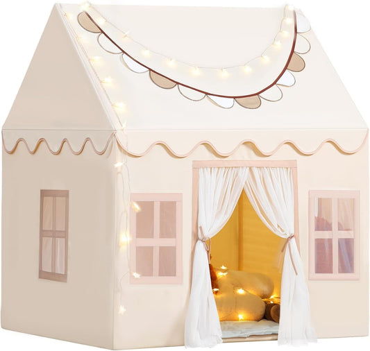 Wilwolfer play tent for kids indoor beige with cozy design and ample space for play.