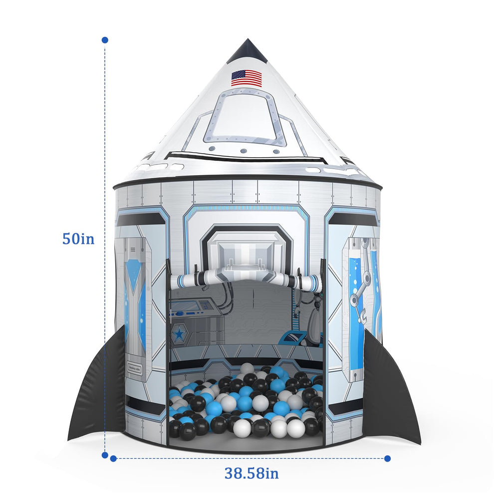 Wilwolfer space graphics tent featuring rocket illustrations for engaging space-themed adventures.