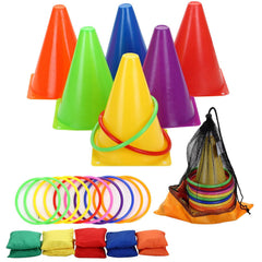 Win SPORTS 3in1 Carnival Set cones offer safe, high-visibility outdoor markers.