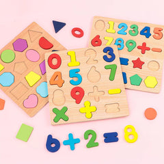 Winbar colorful wooden puzzles attract young imaginations during learning activities.