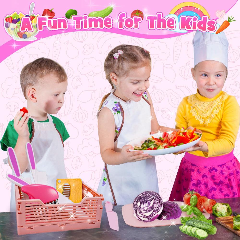 Kids simulate meal prep with Windidi kitchen knife set during imaginative play