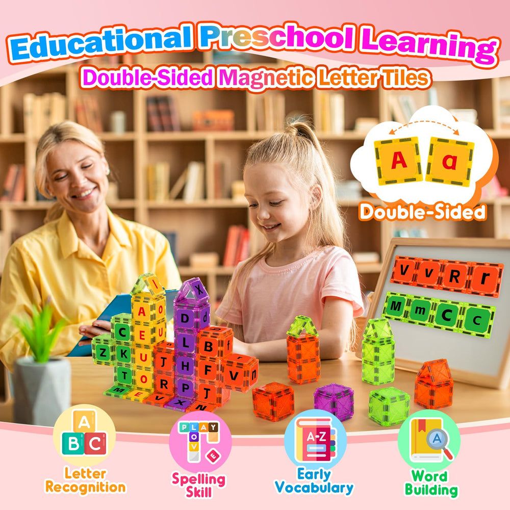 Windidi magnetic tiles letters toys for spelling activity encouraging letter recall