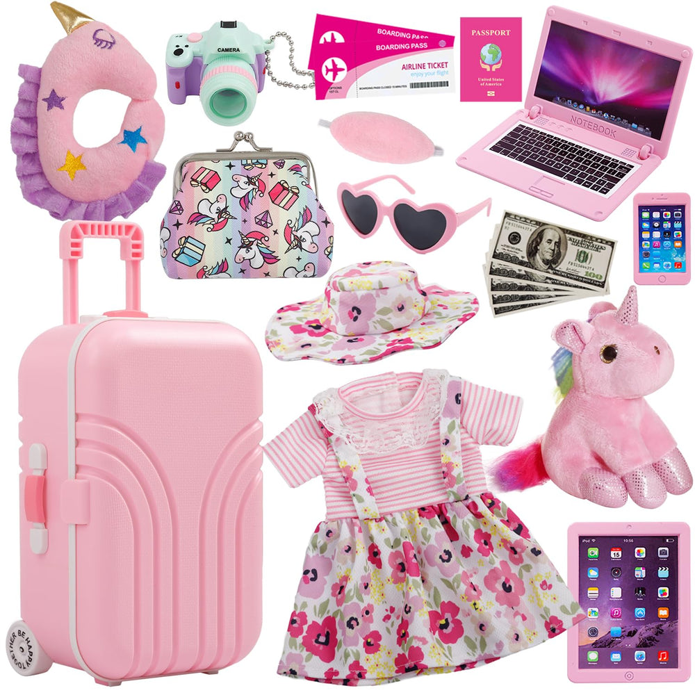 Windolls 18in doll travel case—compact wheeled luggage for easy pretend trips